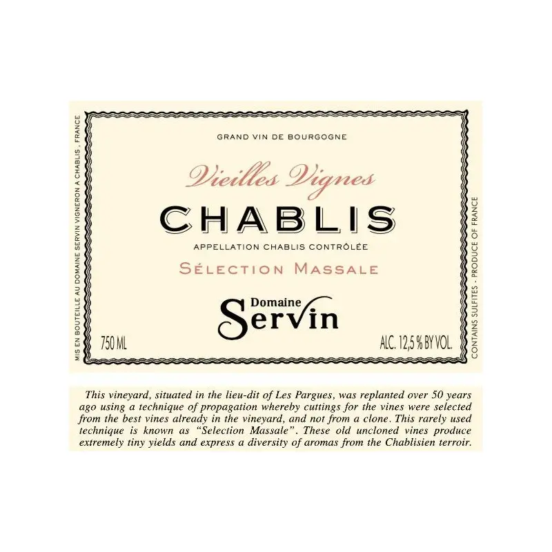 Fantastique Cuvée Massale Vieilles Vignes 2020, Domaine Servin, Chablis en vente chez Divine Wines, le meilleur caviste de Br