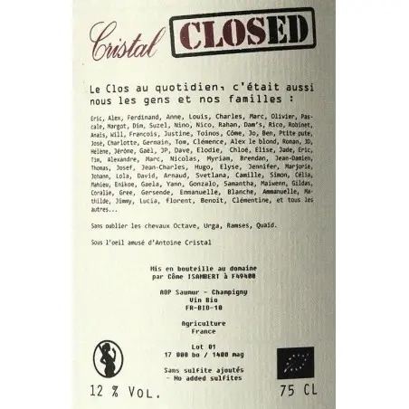 Les Murs 2015, Clos Cristal, Saumur Champigny, magnum